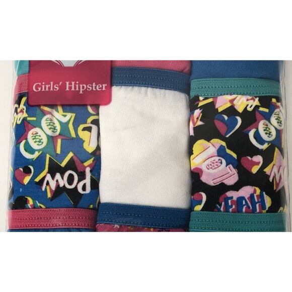 NEW Girls Faded Glory 9 Pack Hipster Underwear Girl Power Boom Pow 12 - Picture 4 of 7